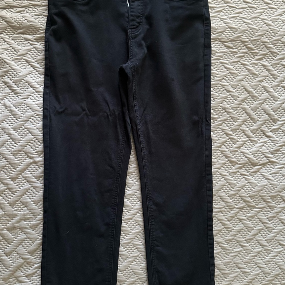 Loewe Men’s Black Denim Jeans Straight Fit with Anagram Square Button, Size 31